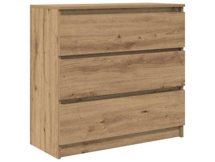 FAF-NEUF* Buffet bas d'entrée Buffet Salon - Chêne artisanal - 80x35x76 cm - bois d'ingénierie JUIN464141