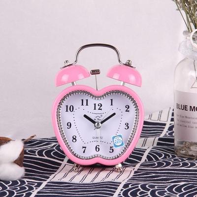 Inspired Deals Kids Apple Shape Alarm Clock With Silent Movement And Metal Twin Bell For Bedroom Decor pink