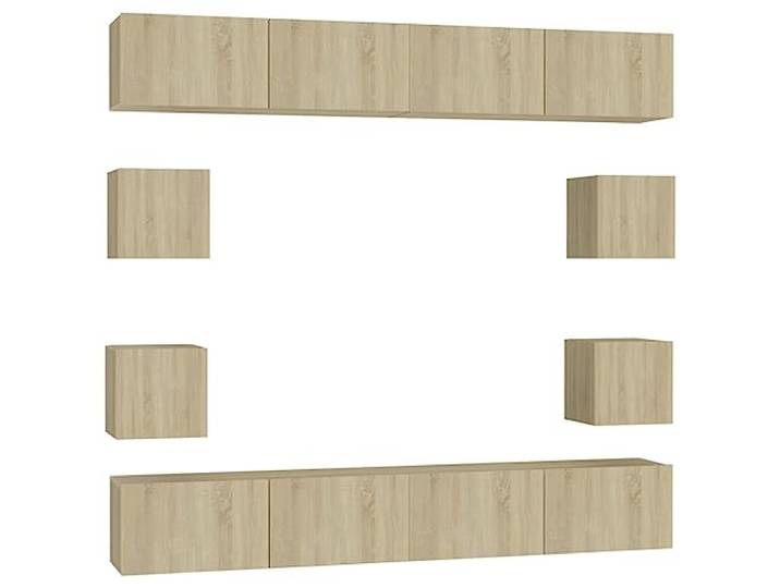 LMTYOENFG 8-tlg. TV-Schrank Wandmontage Sonoma-Eiche Holzwerkstoff Flexibles 8-teiliges Lowboard-Set für Wandmontage im Wohnzimmer, schafft viel Platz für Receiver, Bücher und Dekoration.
