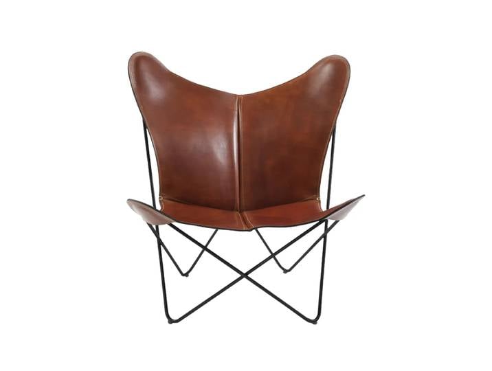 OX Denmarq Fauteuil papillon Papillon cuir cognac, support noir