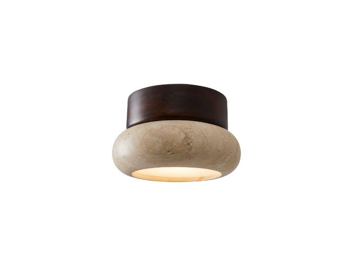 Plafonnier en bois Worm-S - Noyer / Beige