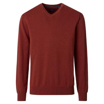 Strickpullover CASAMODA "CASAMODA Pullover uni", Herren, Gr. XL, rot (rubinrot), 100% Baumwolle, Pullover Strickpullover