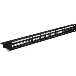 EFB Elektronik Verteilerfeld 48,30cm (19) 1HE, 24-Port, schwarz RAL9005 Zur Aufnahme von Modulen im Keystone-Forma, Serverschrank Zubehör, Schwarz