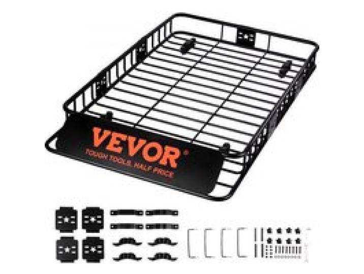 VEVOR Dachgepäckträger Korb Auto Dachkorb Universal 1630 x 990 x 152 mm, Dachgepäckträger Wanne 90 kg Tragfähigkeit Relingträger Fracht Gepäckablage Schwarz für Camping, Grillen, Autoreisen