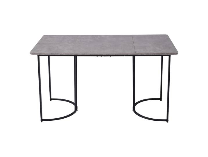 Table à manger marbrée structure métal 140x80 cm, gris