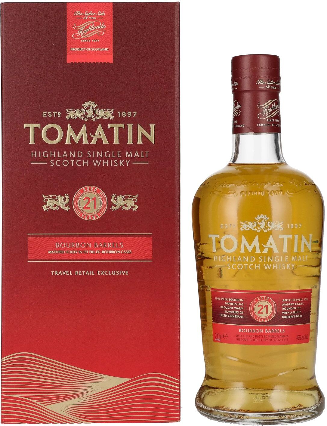 Tomatin Whisky Tomatin 21 Years Old BOURBON CASKS Travel Retail Exclusive 46% Vol. 0,7l in Geschenkbox