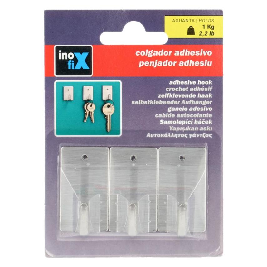 Inofix Klebehaken für Schlüssel, Stahl, 3 Stück (42687595)