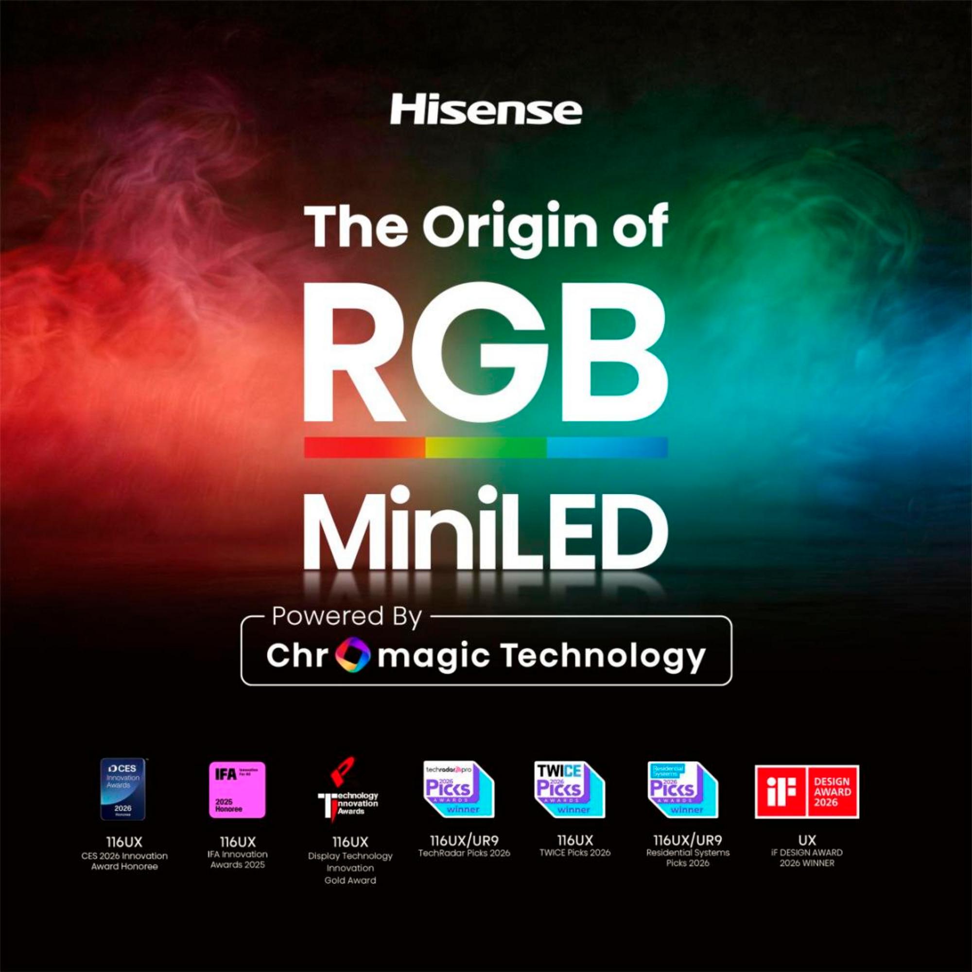 Hisense 85 '' UR8DS | RGB MiniLED Smart TV 4K 180 Hz, 2,16 m (85"), 3840 x 2160 Pixel, RGB-Mini LED, Smart-TV, WLAN, Schwarz