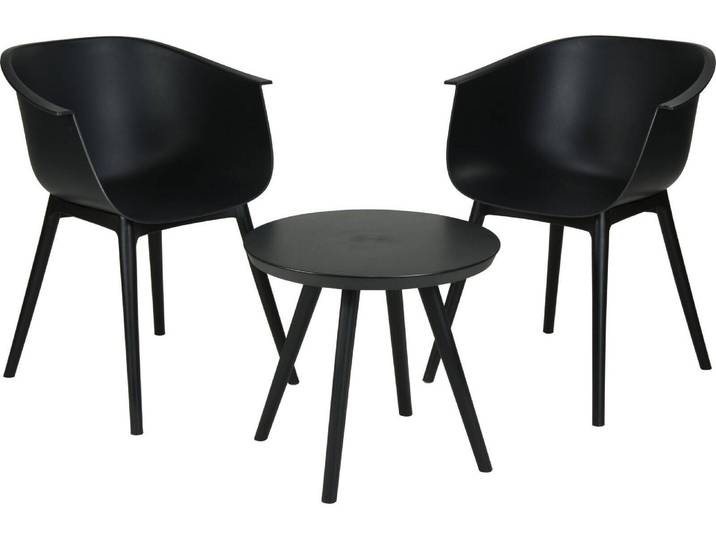 Gartenmöbelset schwarz, Tisch mit Stühlen