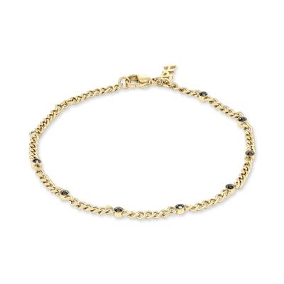 Edelstahlarmband COPENHAGEN STUDIOS "Schmuck Geschenk Edelstahl Armkette Glittery Cuban", gold (gelbgoldfarben, schwarz, schwarz), Armbänder, Damen, 21cm, Edelstahl, Edelstahlarmband, mit Strassstein