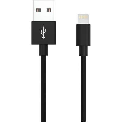 Ansmann USB-Kabel USB 2.0 USB-A Stecker, Apple Lightning Stecker 2.00 m Schwarz Aluminium-Stecker, TPE-Mantel, beidseitig verwendbarer Stecker