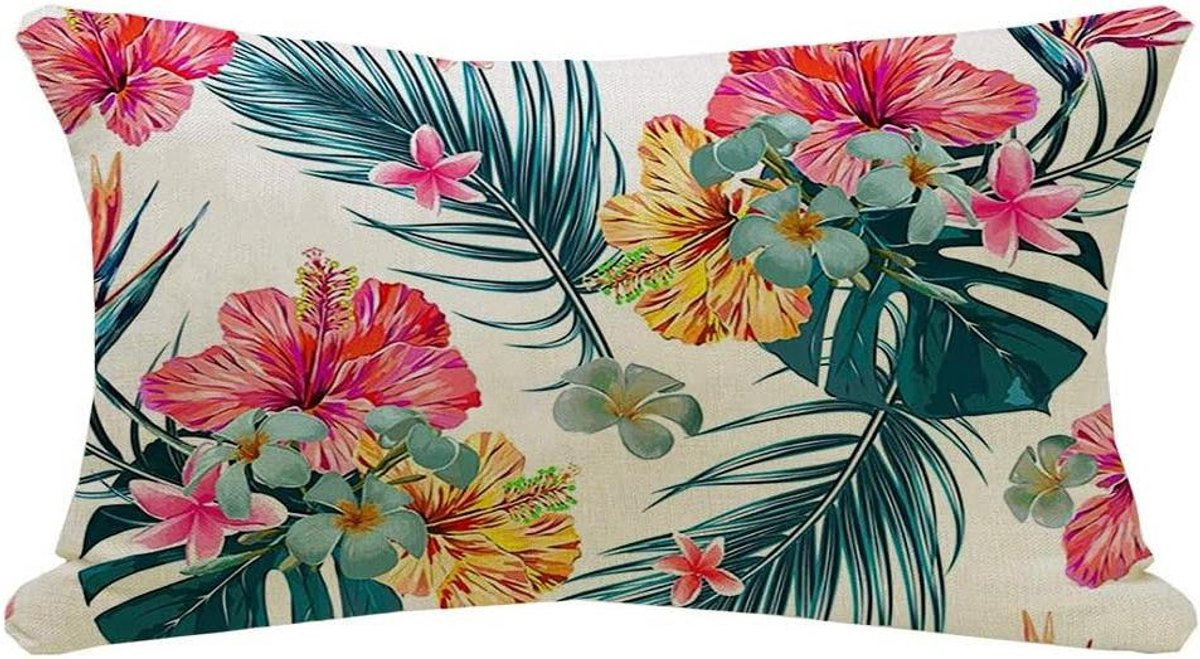 Botanische decoratieve kussensloop met groen patroon - Ademend polyester - 40 x 60 cm