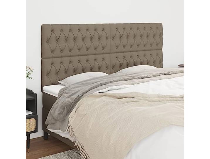 KTHLBRH Kopfteil aus 4 Teilen aus Stoff, Taupé, klassisches Design, elegantes Design, höhenverstellbar, Beine aus massivem Lärchenholz, stabile Rückenunterstützung, ideal