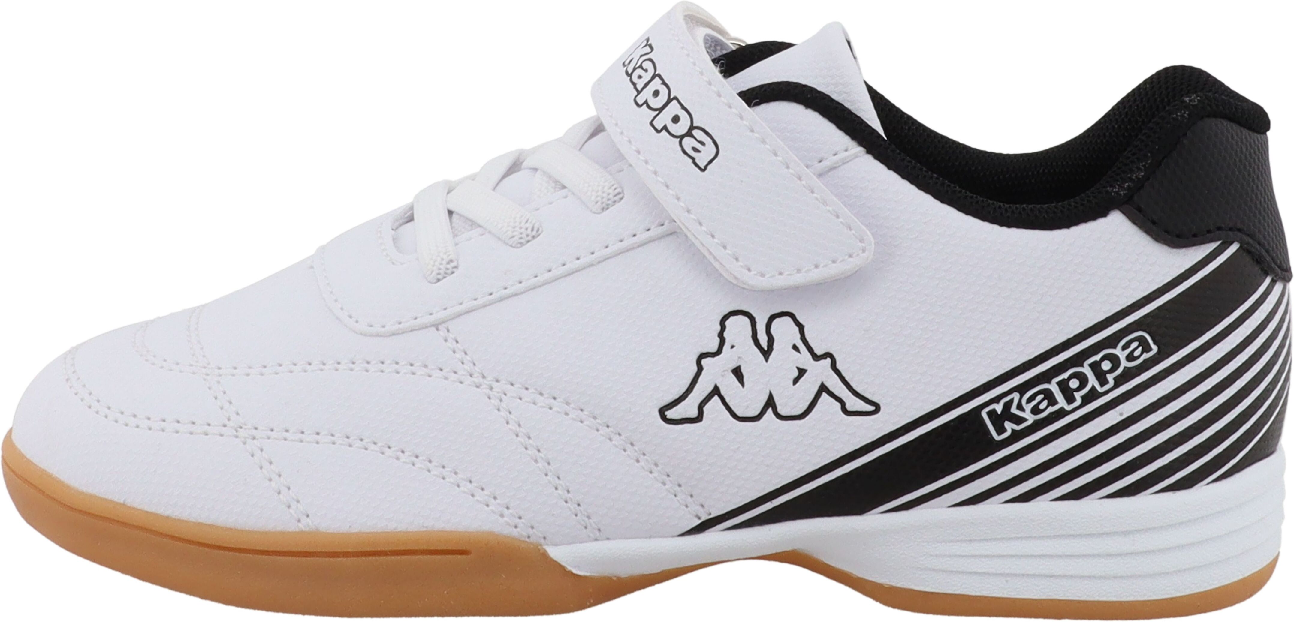 Hallenschuh KAPPA "Sonia", Mädchen, Gr. 29, Synthetik, weiss (weiß, schwarz), Schuhe Hallenschuh, Indoor Sportschuhe, nicht abfärbende Sohle weiß, schwarz 29, Synthetik