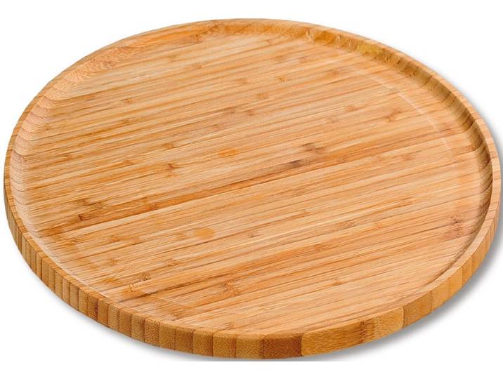 Pizzateller KESPER Teller zum Servieren , beige (natur), B:32cm H:1,5cm L:32cm, Bambus, Speiseteller, Pizzateller, mit erhöhtem Rand, Ø 32 cm