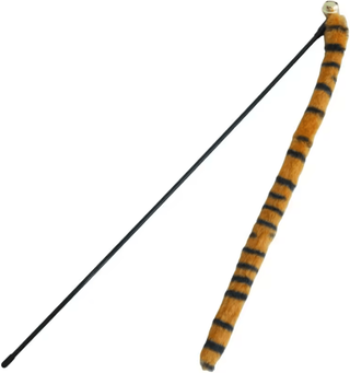Inspire Curations Worm Tail Bell Cat Teaser Wand Interactive Plush Hunting Toy For Cats & Kittens dark Khaki