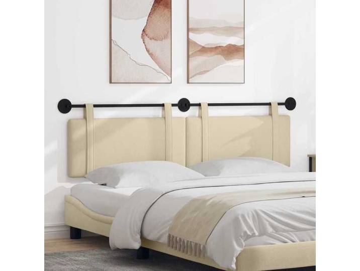 Tête de lit suspendue Crème Tissu 42031473