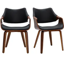 Schwarze Stuhle und dunkles Nussbaumholz (2er-Set) SEVAN