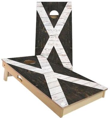 Skip's Garage Scotland Flag Rustic Outdoor Cornhole Board Set