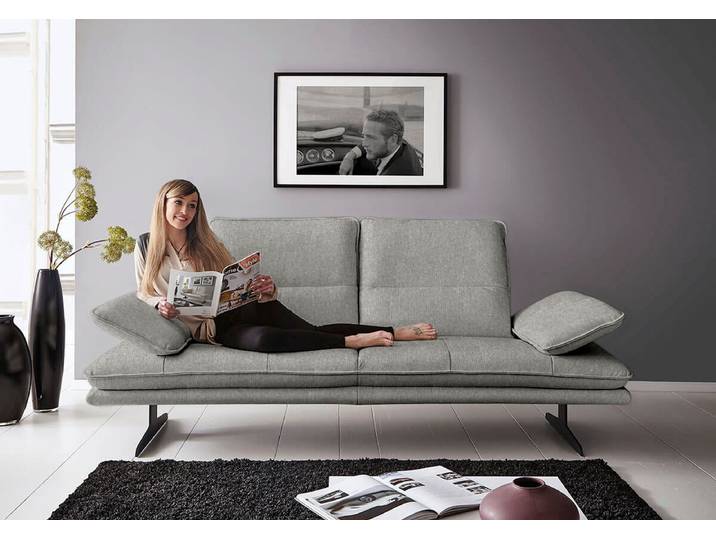 2-Sitzer Sofa, Flachgewebe S22, Grau (Steel S22), 216×96×94 cm, Sitztiefenverstellung, Modern, W.SCHILLIG