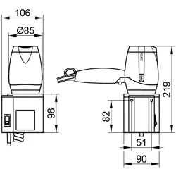 Keuco Haartrockner Plan 14995, silber-eloxiert/weiß, mit Halter, 14995170051 14995170051