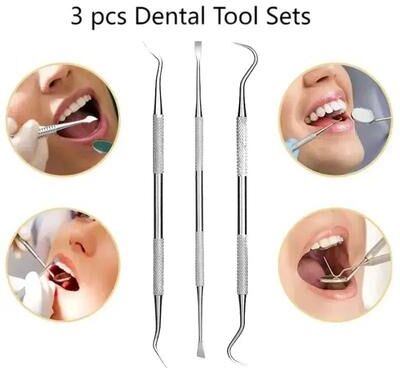 Uplifted Goods Stainless Steel Dental Tools 3 Pieces Set Oral Care Kit 3pcs