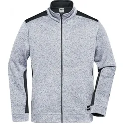 Strick Fleece Jacke "JN862" - L - white-melange/carbon