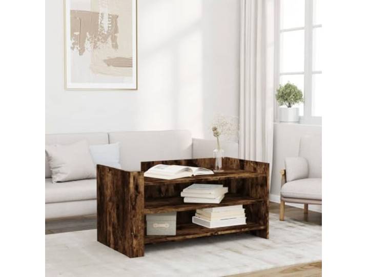 HEFZGDB Couchtisch Räuchereiche 100x50x50 cm Holzwerkstoff mit Stauraum und Zwei Montagemöglichkeiten für Wohnzimmer Beistelltisch