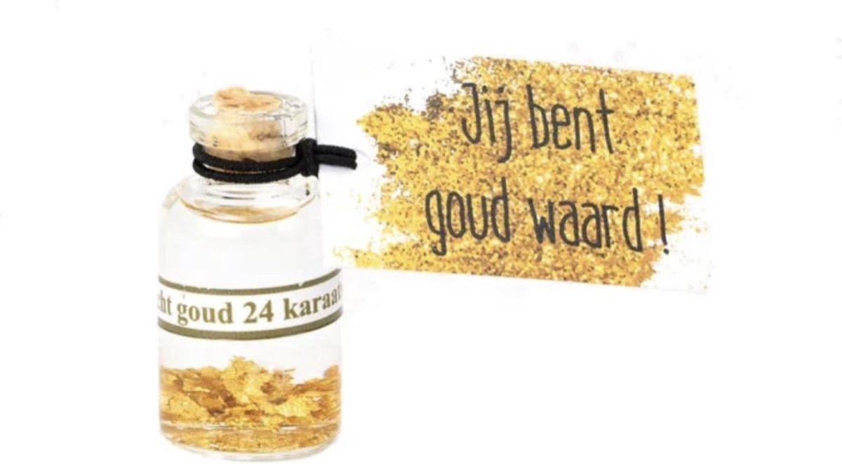 Cadeauartikel Flesje met bladgoud jij bent goud waard