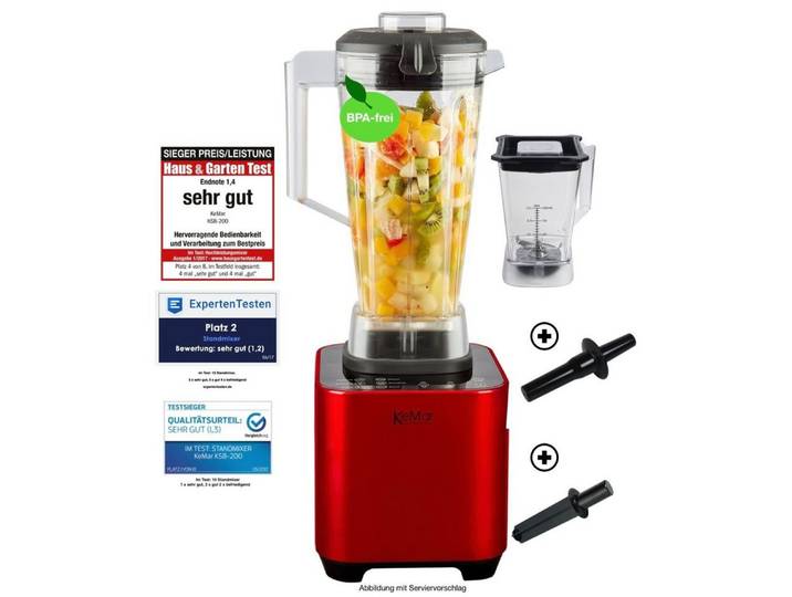 KeMar Kitchenware Standmixer KSB-200, 1500,00 W, 2 Behälter, Touchdisplay, Hochleistungsmixer, Smoothiemaker