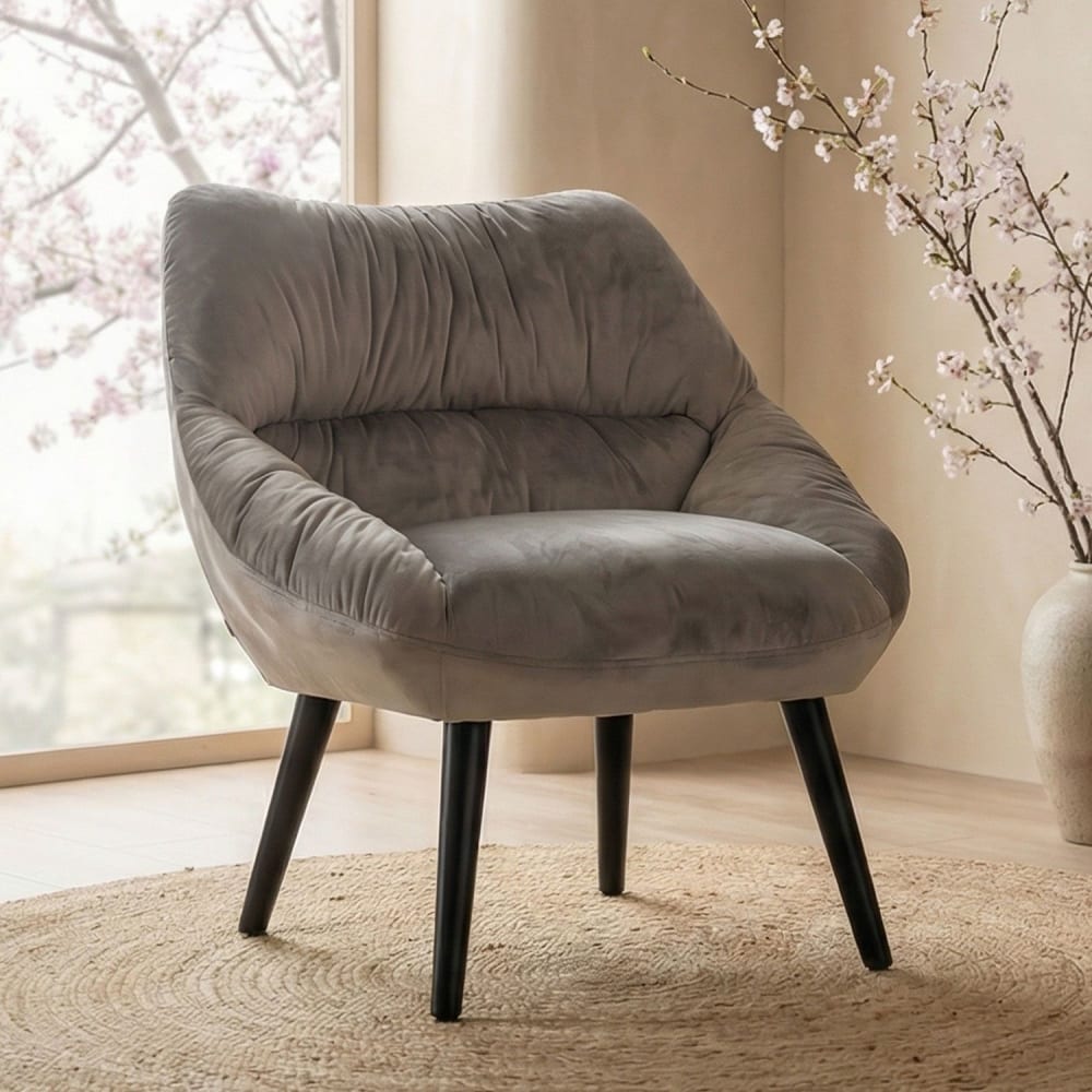 Menzzo Fauteuil moderne et confortable velours gris Gris 71x74x73cm