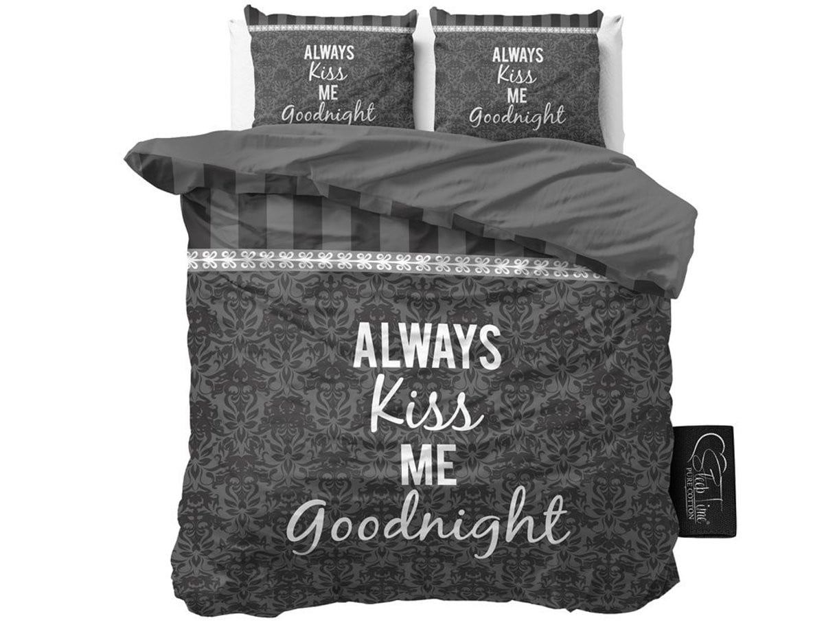Sleeptime dekbedovertrek Kiss your Love Grijs 135 x 220 cm