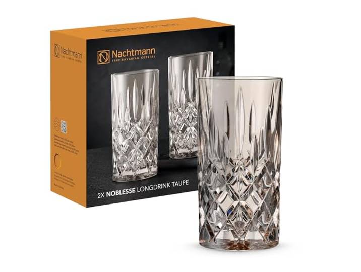 Nachtmann 2-teiliges Longdrinkgläser Set, 395 ml, Taupe, Noblesse, 105713, Cocktailgläser aus Kristallglas, Trinkgläser spülmaschinenfest