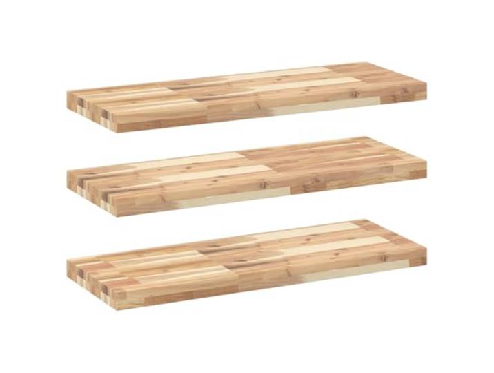 HKTMGDNG Schweberegal 3er Set 100x30x4 cm Akazie Massivholz Unbehandelt Rustikale Wandablage aus Akazienholz für Wohnzimmer Schlafzimmer und Küche zur individuellen Wandgestaltung.