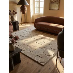 Wollteppich handgeschnitzt Natur 160 x 230 cm - DEBEN   Kadima Design
