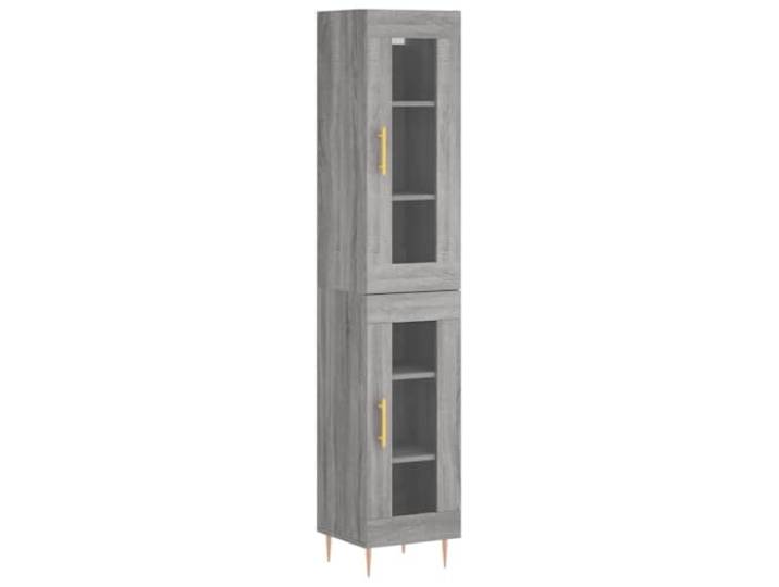Highboard Grau Sonoma 34,5x34x180 cm Holzwerkstoff Stauraumschrank, Holzwerkstoff, Eisenbeine, viel Platz, Wohnzimmer, Ordnung