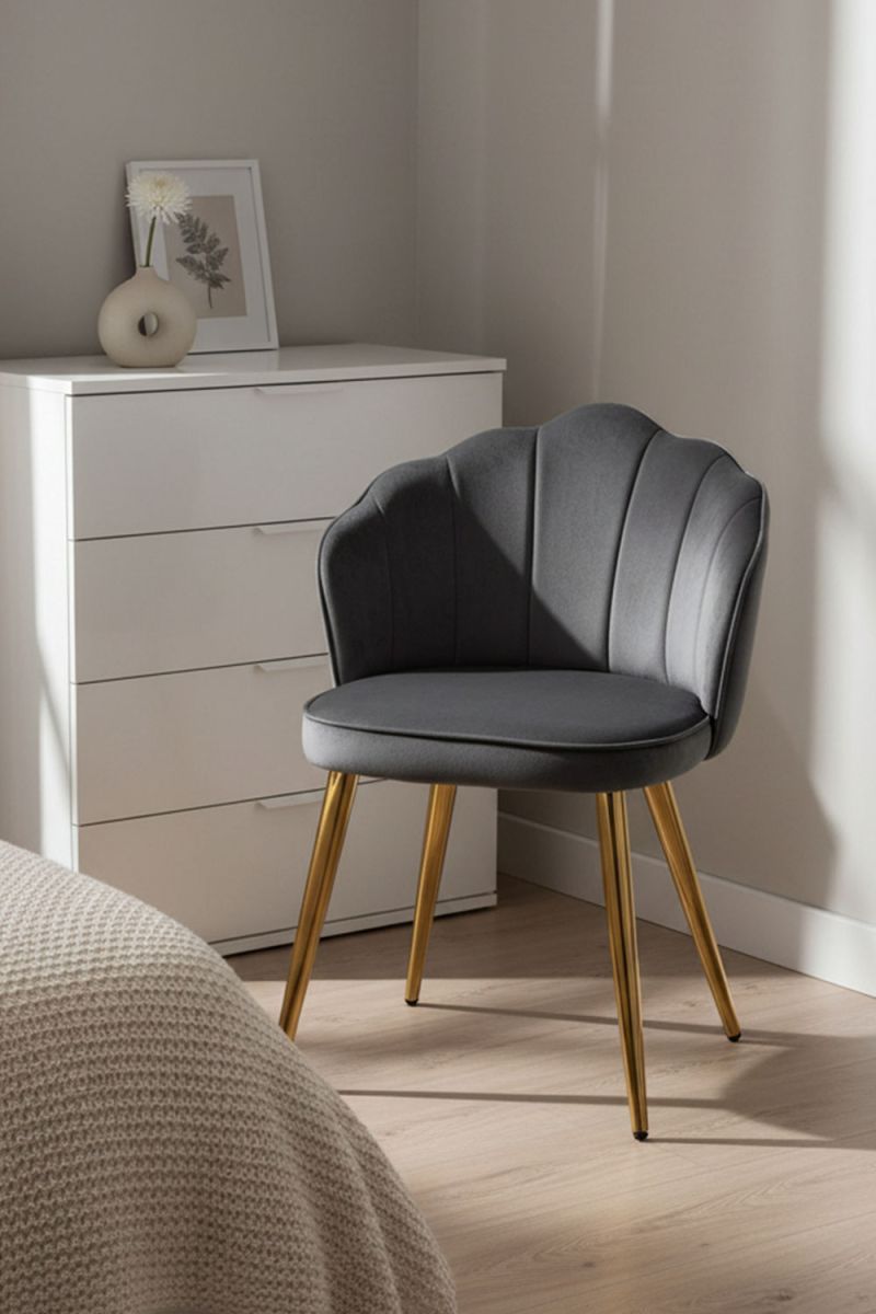 RegalosMiguel Silla Blume Gold Terciopelo - Gris oscuro
