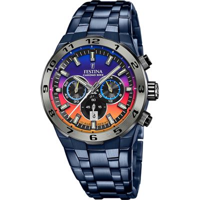 Chronograph FESTINA "Chrono Bike 2024 - Special Edition", blau, Armbanduhren, Herren, Chronograph, Quarzuhr, Armbanduhr, Herrenuhr, Edelstahlarmband
