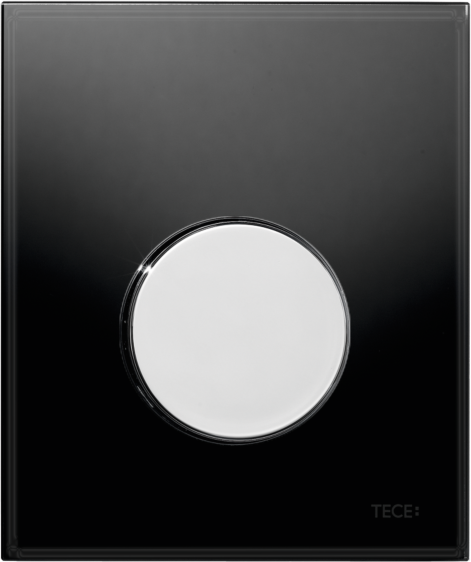 TECEloop Urinal Betätigungsplatte 9242656 Glas schwarz, Taste chrom glänzend