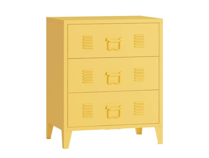 Kommode Metall JEFF 3 Schubladen 60 x 40 x 72 cm mattgelb