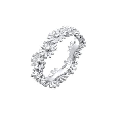 Silberring ELLI "Ring Bandring Blüte Blume Flower Hippie 925 Silber" Gr. 58, silber, Fingerringe, Damen, 58, Silber 925 (Sterlingsilber), Silberring