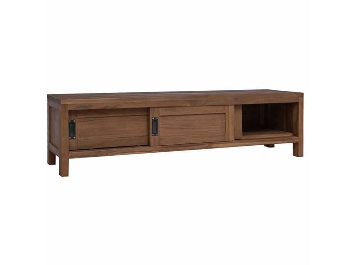 Marron Meuble TV 110 x 30 x 30 cm Bois de teck massif Naturel(VIDAXL)_31536
