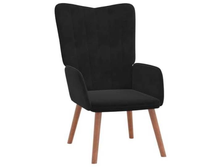 KDVXBCQJH Relaxsessel Samt Polstersessel Schwarz mit Holzbeinen Stilvoller Armlehnstuhl mit weicher Schaumstoff-Polsterung und Massivholzbeinen, ideal für Wohnzimmer und Schlafzimmer.