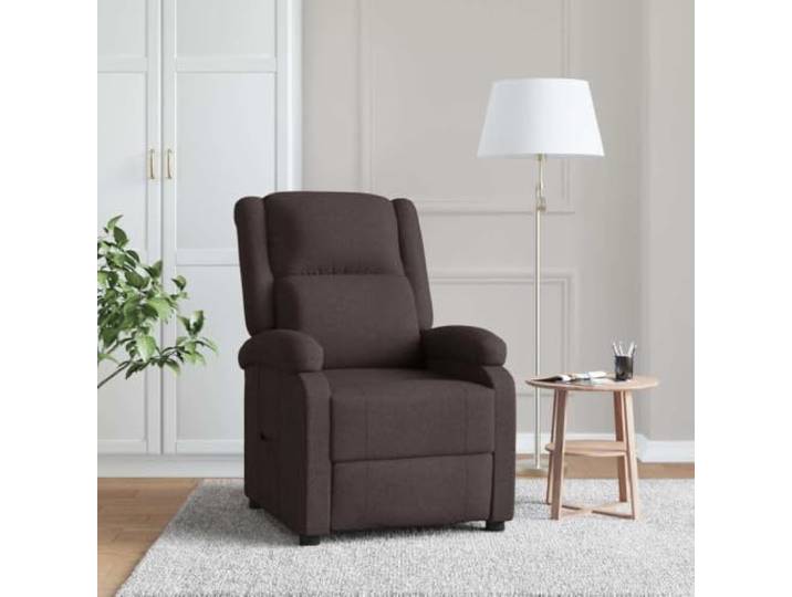 Relaxsessel Dunkelbraun Stoff Manuelle 3-Positionen-Verstellung,breite Armlehnen,atmungsaktiver Stoffbezug,Rahmen aus Holz und Metall