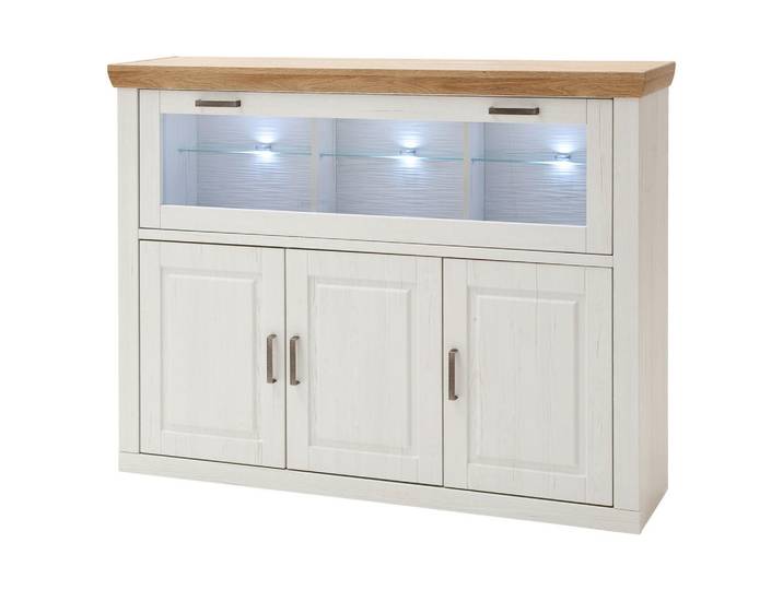 Livetastic Highboard Brixen, Eiche, Pinien, Kunststoff, 6 Fächer, 163x123x40 cm, Typenauswahl, Beimöbel erhältlich, Wohnzimmer, Kommoden & Sideboards, Highboards