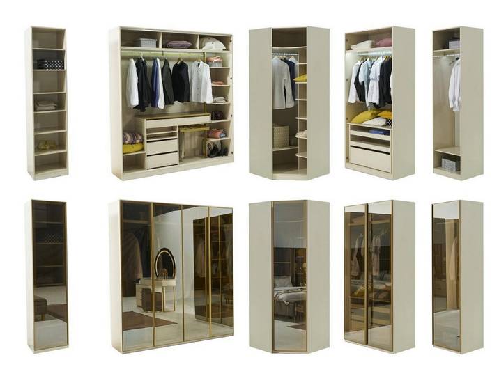 Xlmoebel Eckkleiderschrank Begehbarer Kleiderschrank mit getönten Glassfronten (Begehbarer Eckkleiderschrank) Made in Europa