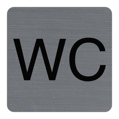 Exacompta 67179E Hinweisschild selbstklebend, Aluminiumoptik, WC 7,5x7,5 cm - Grau