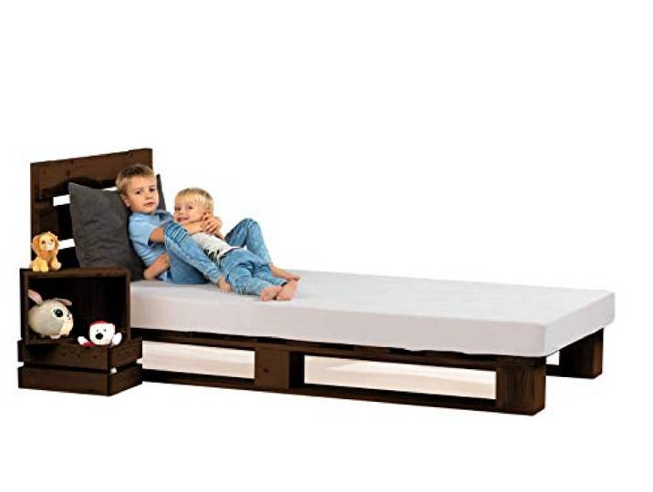 sunnypillow 90x200cm Paletten Bett mt Kopfteil Palisander Bett mt Paletten Massivholz Bett Palettenmöbel Fichte europalette Fichte Palisander Loft 80 90 100 120 140 160 180 200 220 240x200cm