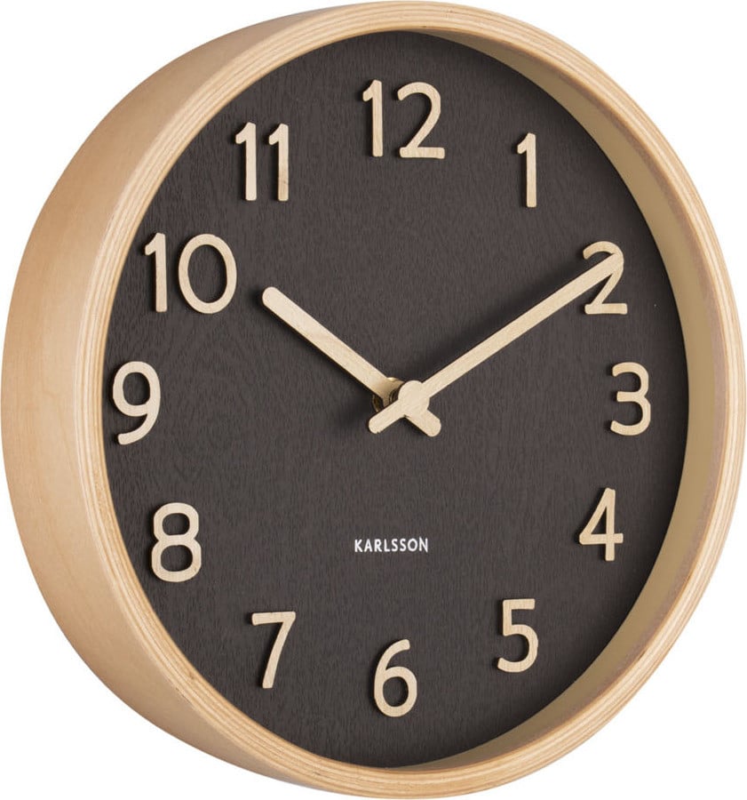 Karlsson Wandklok Pure Wood Grain Zwart klein