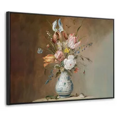 LEINWAND Bilder mit Rahmen - Alte Meister - Blumen - Balthasar van der Ast - 80x60